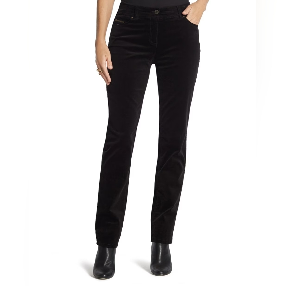 Chico's black straight leg corduroy pants, size 8